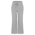 thumbnail image 4 of Striped Pants Women, Audhol Women's Striped Pants Comfy Pajama Pants Drawstring Elastic Waist Striped Wide Leg Pants Summer Pants for Women Grey XL, 4 of 9
