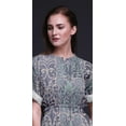 thumbnail image 4 of Bimba Robe Longue pour Femmes en Rayonne Damassée Géométrique Boho Plage Cocktail Fête Maxi Fendue - Petit, 4 of 6