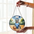 thumbnail image 2 of Happy Father's Day Pitbull Playing Basketball with Best Dad Jersey Stained Glass Suncatcher Terrier Dog Lover Window Hanging Sign Decor - 13006, 2 of 5