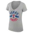 thumbnail image 2 of Women's G-III 4Her by Carl Banks Heather Gray Texas Rangers Super-Slim Fit Lightweight City Graphic V-Neck T-Shirt, 2 of 5