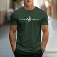 thumbnail image 2 of VBTAPA Mens Heartbeat Print T-shirts Trendy Casual Short Sleeve Round Neck Tees Lightweight Gym Workout Shirts Army Green XL, 2 of 6
