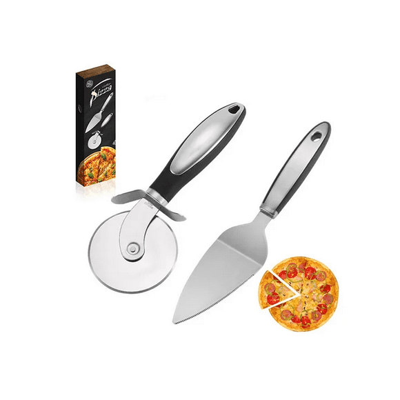 Juego De 2 Palas Enrollables Para Pizza, Cortador Y Espátula Xtellar plateado