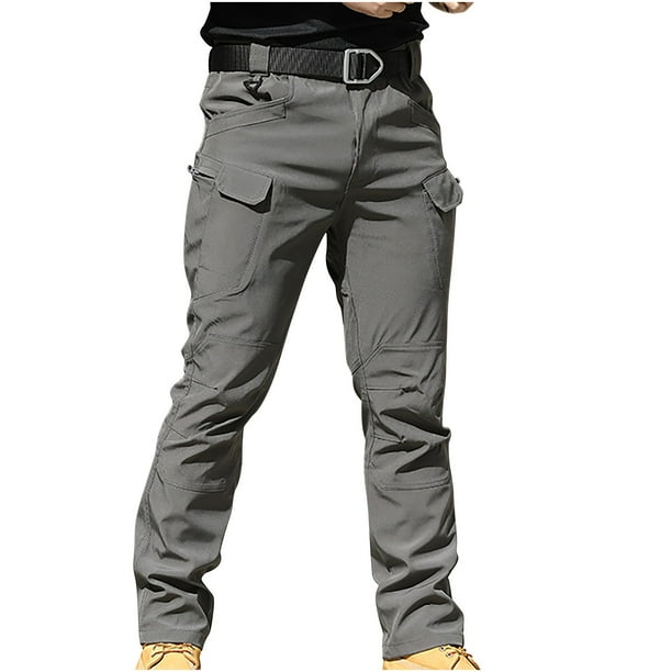 Pantalones largos para hombre, pantalones ajustados con bolsillos de color liso para exteriores, pantalones largos para hombre