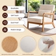 thumbnail image 3 of PAPROOS Mid Century Modern Accent Chair with Arms, Upholstered Reading Chair with Solid Rubberwood Frame, Lumbar Pillow and Thick Cushion for Living Room Bedroom, Beige+Nature, 3 of 9