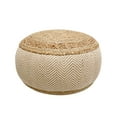 thumbnail image 3 of Pasargad Home Santorini Cotton and Jute Pouf Natural and Ivory, 3 of 5