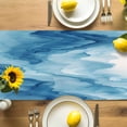 thumbnail image 4 of Burlap Table Runner 90 Inches Long,Blue Gradient Mountain Non-Slip Kitchen Table Runners for Dining Room Everyday Use Party Table Decorations Abstract Art, 4 of 9