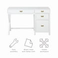 thumbnail image 4 of Linon Lakelyn 48" Writing Desk with 4 Drawers and Side Storage, White, 4 of 25