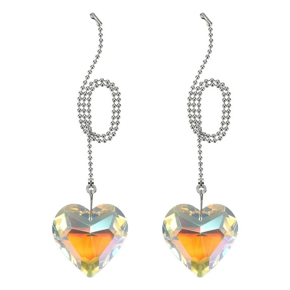 Uxcell 13 Inch Crystal Ceiling Fan Pull Chains, Dazzling Colors, 2 Pcs (Heart Shape)