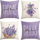 thumbnail image 1 of Juego de fundas de almohada de lino con estampado floral de lavanda, 45 x 45 cm, 4 piezas, 1 of 3