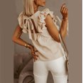 thumbnail image 5 of Women's Tanks Casual Racerback O-Neck Ruffle Sleeveless Tops for Summer Loose Blouse Tank Women’s Wardrobe Khaki XL, 5 of 5