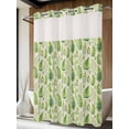 thumbnail image 2 of No Hook Shower Curtain with Snap-in Liner, Spring Leavse Waterproof Fabric Bathroom Curtains, Pastoral Garden Botanical Rustic Burlap Bath Curtains & Mesh Top Window 72"x96" Extra Long, 2 of 9