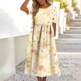 thumbnail image 6 of TaTaai Women's Knee-Length Floral Dress with Short Sleeves, Round Collar, and Comfortable Casual Silhouette Gift, 6 of 7