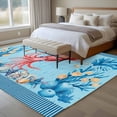 thumbnail image 5 of Summer Coastal Washable Living Room Rugs 5'x7', Ocean Red Squid Blue Starfish Nautical Coral Low Pile Throw Large Area Rugs Non-Slip Sturdy Edge Binding Carpet for Dining Room Bedside Kitchen, 5 of 9