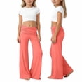 thumbnail image 2 of Flare Leggings for Teen Girls Fold Over Yoga Pants Stretch Bell Bottom Y2K Casual Low Rise Wide Leg Sweatpants Cute Bottoms, 2 of 3