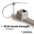 thumbnail image 3 of 8" 50lb Grey Cable Ties 100/bag Part # C8-50-Grey, 3 of 4