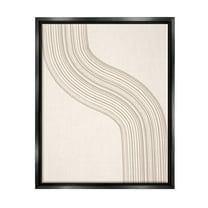 Stupell Industries Minimal Retro Curved Stripes Neutral Beige Tones Graphic Art Jet Black Floating Framed Canvas Print Wall Art, Design by Lettered and Lined