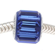 Swarovski Crystal, #80301 BeCharmed Baguette Pave European Style Lg Hole Bead 10mm, 1 Pc, Sapphire