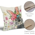 thumbnail image 4 of Easter Pillow Covers 18x18 Inch Set of 2 Bunny Easter Floral Rabbit Pillows Decorative Throw Pillows Spring Flower Rabbit Pillow Cases Cotton Linen Square Cushion Covers for Couch Bed Sofa Chair Decor, 4 of 6