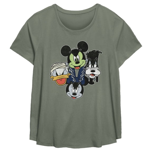 Women's Mickey & Friends Halloween Group Faces Graphic T-Shirt