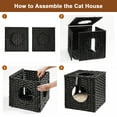 thumbnail image 2 of Pefilos 15.7" Square Cat Condo, Wicker Kitten House Rattan Cave Cat Bed with Rattan Ball and Cushion, Black, 2 of 9