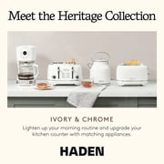 Haden Heritage 4 Slice Wide Slot Toaster & Coffee Maker, Ivory & Chrome