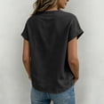 thumbnail image 4 of LEKODE Boho Tops for Women Cotton Vintage Tshirts Plus Size Tops Cotton Gauze Tops Short Sleeve Shirts Solid Summer Tops Loose Dressy Casual Blouse Summer Blouses for Women Black L, 4 of 5