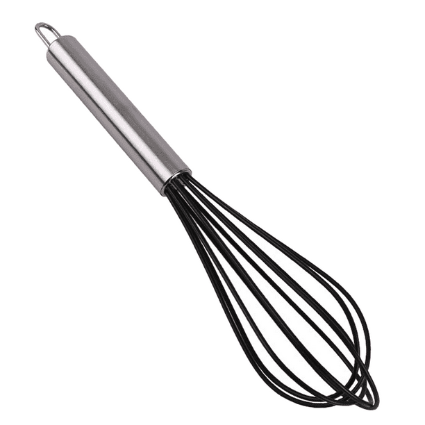 Utensilios de cocina batidor de huevos de silicona de 10 pulgadas mango de acero inoxidable mezclador de mano para uso doméstico