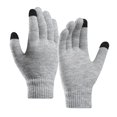 thumbnail image 1 of Guantes tejidos con dedos completos para hombres y mujeres, mitones cálidos para bicicleta con pantalla táctil (gris), 1 of 6