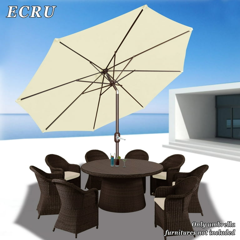 brown patio umbrella 7.5' Cane Fringe Outdoor Patio Umbrella Brown