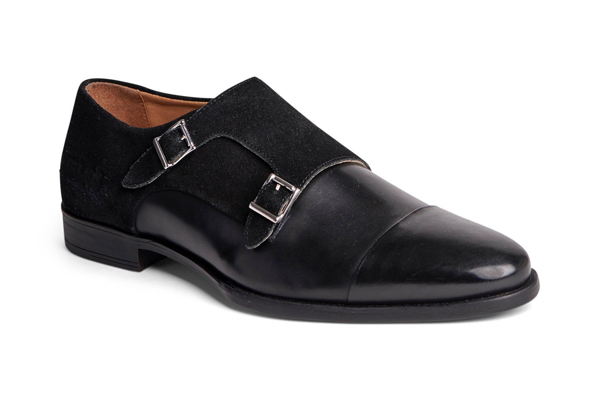 mens black double monk strap shoes
