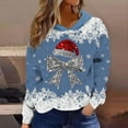 thumbnail image 2 of Womens Christmas Sweater Casual Long Sleeve Christmas Print Soft Athletic Womens Holiday Clothing,Sky Blue,L, 2 of 5
