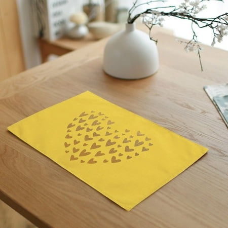 

Kitchen Decor Heart Pattern Cotton Linen Table Placemats Dinner Kitchen Pad Mats Kitchen Gadgets