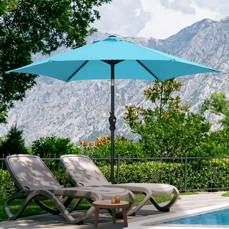 Autlaycil 9ft Outdoor Patio Umbrella 6 Ribs with Tilt & Crank Patio Table Umbrella for Patio  Garden and Poolside  Blue
