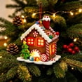 thumbnail image 2 of Light Up Gingerbread Themed House Ornament, PVC Warm LED Hanging Decoration for Christmas Tree, Tabletop Mantel Shelf Christmas Village Home Holiday Display, 2 of 7