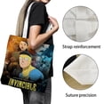 thumbnail image 3 of Invincible Bolso de tela con estampado de lienzo para mujer, bolsa de compras reutilizable y estética, con cremallera interior, regalo para mujer, 35 × 40 cm., 3 of 6