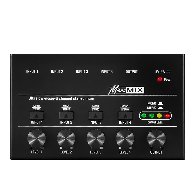 4 Channels Audio Mixer Portable Ultra Low-Noise Mixer Mini Stereo Mixer ...