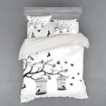 thumbnail image 2 of Ambesonne Romantic Bedding Set 3 Pcs, Birds Flying to Cages, Twin XL, Black and White, 2 of 3