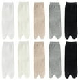 thumbnail image 1 of 5 pares de calcetines de algodón con puntera abierta, cómodos y tipo chancla para mujer, 1 of 8