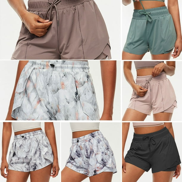 Pantalones cortos deportivos 2 en 1 para mujer Cintura elástica de secado rápido