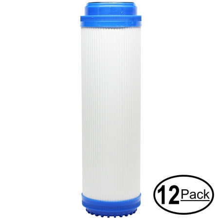 

12-Pack Replacement for MaxWater 101074 Granular Activated Carbon Filter - Universal 10-inch Cartridge for MaxWater 6 stage 50 gpd ph alkaline reverse osmosis water System - Denali Pure Brand