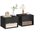 thumbnail image 1 of HOMCOM Floating Nightstand Set of 2 with Drawer and Shelf, Black, 1 of 10