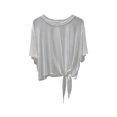 thumbnail image 2 of IUYRTFE Women's Short Sleeve Tie Front Top Loose Fit Casual Summer Blouse with Knot Hem, 2 of 6