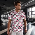 thumbnail image 3 of Wukai Rose Flowers Print Men's Short-Sleeved Mesh T-Shirt,Quick-Dry Short Sleeve Workout T-Shirt-, 3 of 8