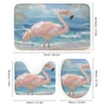 thumbnail image 3 of Shower Curtain 4 Piece Set Watercolor Illustration of An Elegant Flamingo with Rugs Toilet Lid Cover And Bath Mat Tropical Plant Bathroom Decor Sets for Bathroom Decor Set 72inch X 72inch, 3 of 8