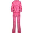 thumbnail image 2 of Womens Velour Tracksuit Set Soft Sports Zip Up Hoodie and Sweat Pants 2 Pieces Sweatsuits (Coral, M), 2 of 5