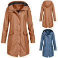 thumbnail image 4 of Qeaghou Sales Womens Rain Jacket Waterproof Outdoor Rain Coats Lightweight Active Raincoat Windbreaker Long Hooded Trench Coat, 4 of 5