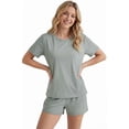thumbnail image 7 of LUBOT 2026 Bamboo Viscose+Cotton Pajamas for Women Soft PJ Set 2 Piece Cooling Short Sleeve Summer Nightwear Sleepwear Sage Gray M, 7 of 7
