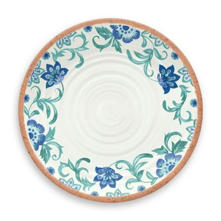 

TarHong Melamine Tabletop 10.5 Round Dinner Plate | Rio Turquoise Floral