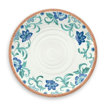 

TarHong Melamine Tabletop 10.5 Round Dinner Plate | Rio Turquoise Floral