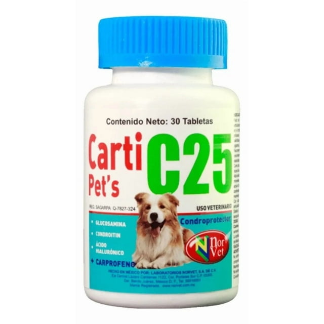 Norvet Carti Pet’s C25, Condroprotector con carprofeno para perros grandes (30 Tabs)